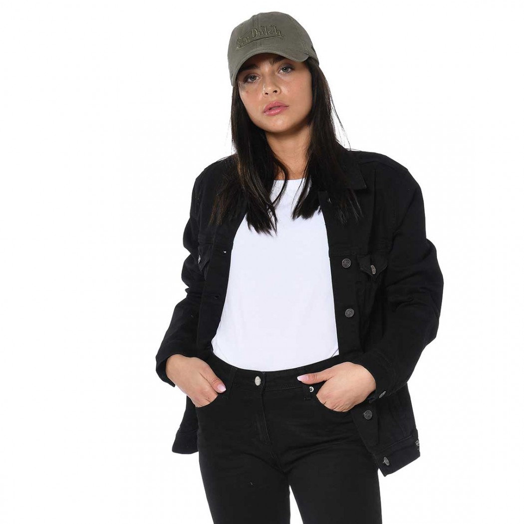 Veste en jean femme noir longue best sale