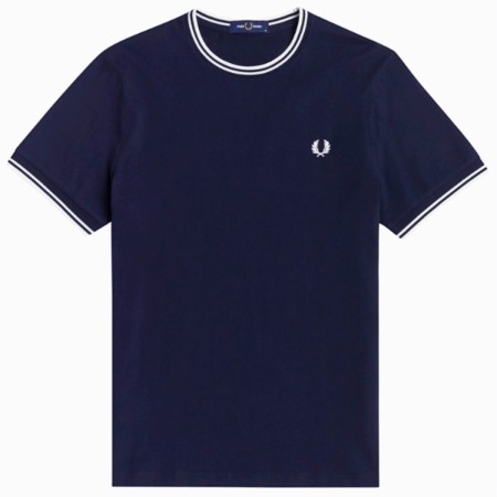 T-shirt FRED PERRY à double liseré Marine / White