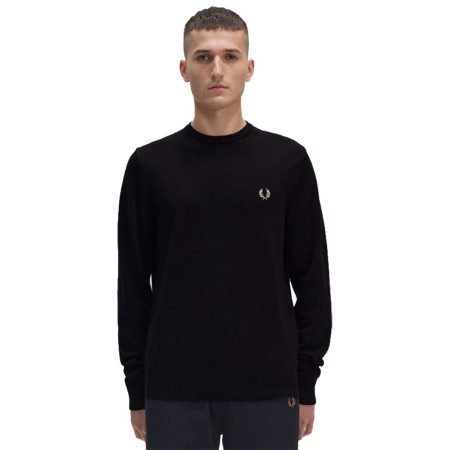 Fred Perry Pull Col Rond Laine Black