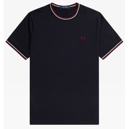 T-shirt FRED PERRY à double liseré Marine white/red