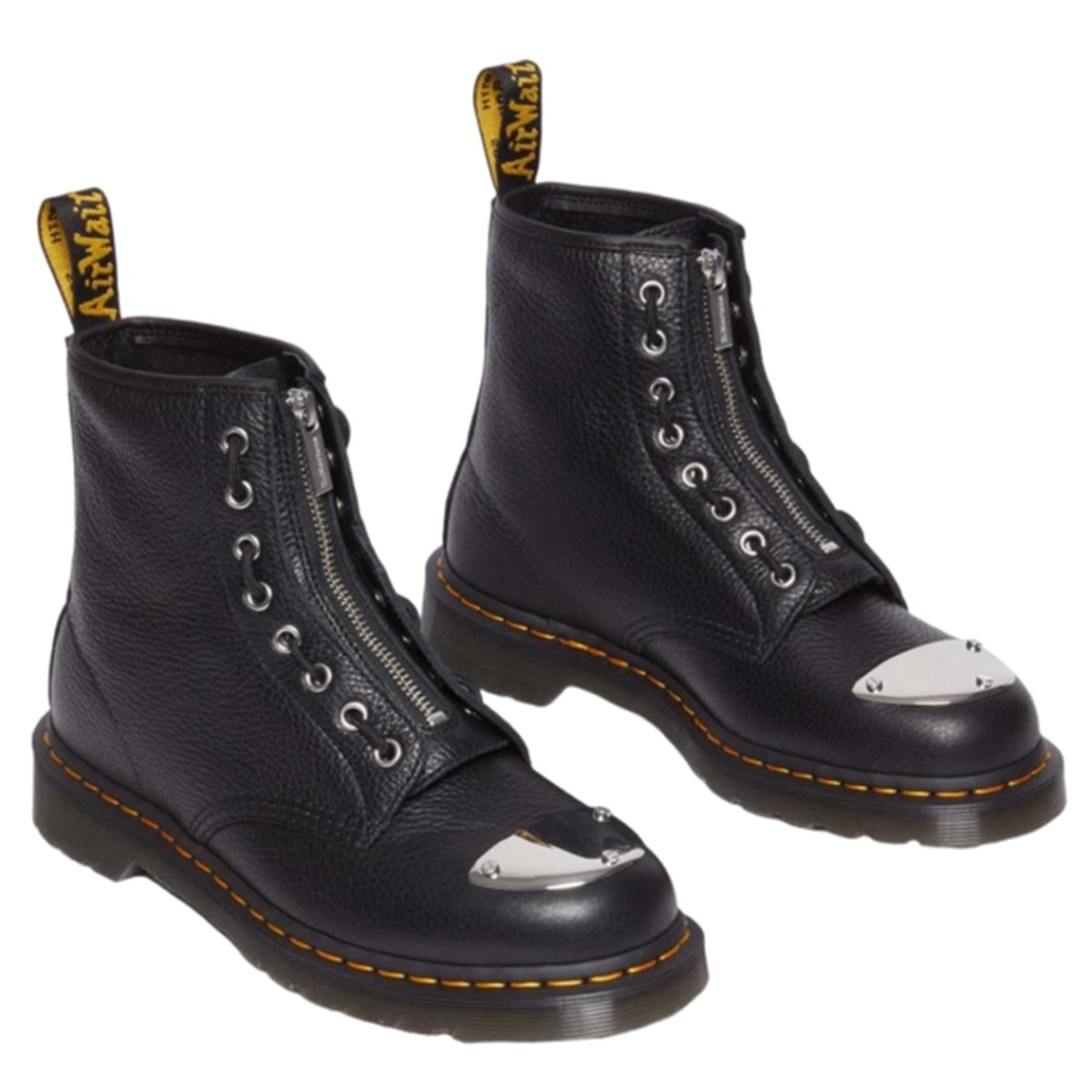 ■Dr.Martens■ 1460 HDW Black Luna 31682001 1460 Toe Plate Lunar Leather Jungle Zip Boots in Black | Dr